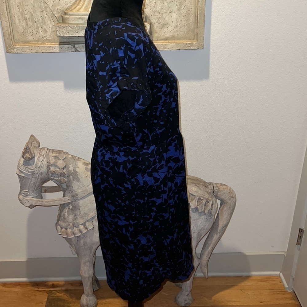 GAP blue black print shirt sleeve 100% cotton dress Sz M - Picture 5 of 8